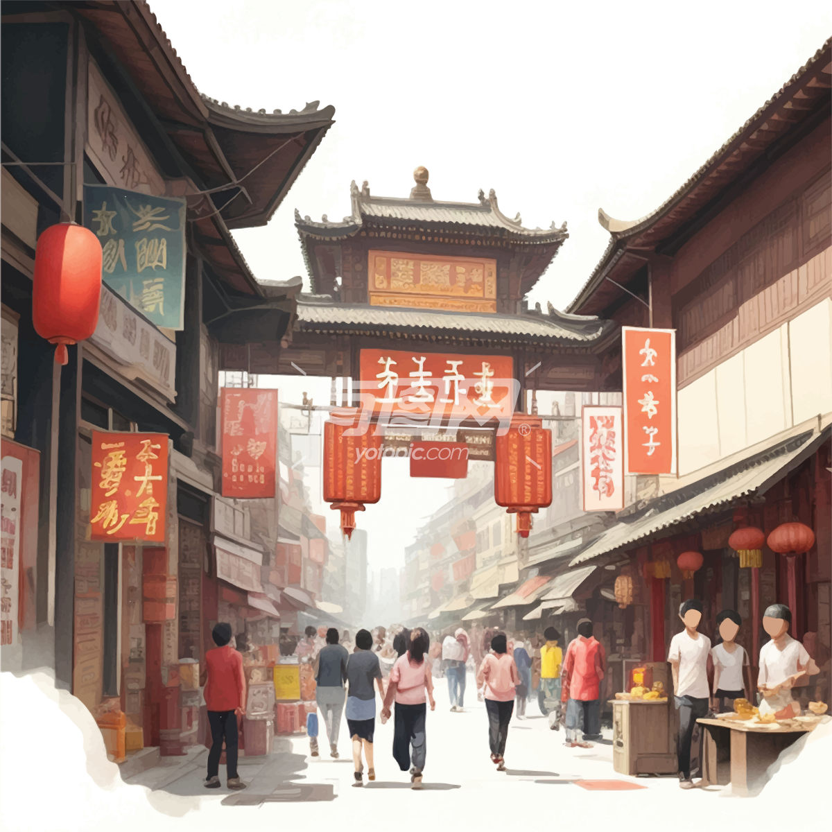 中国传统文化氛围插画