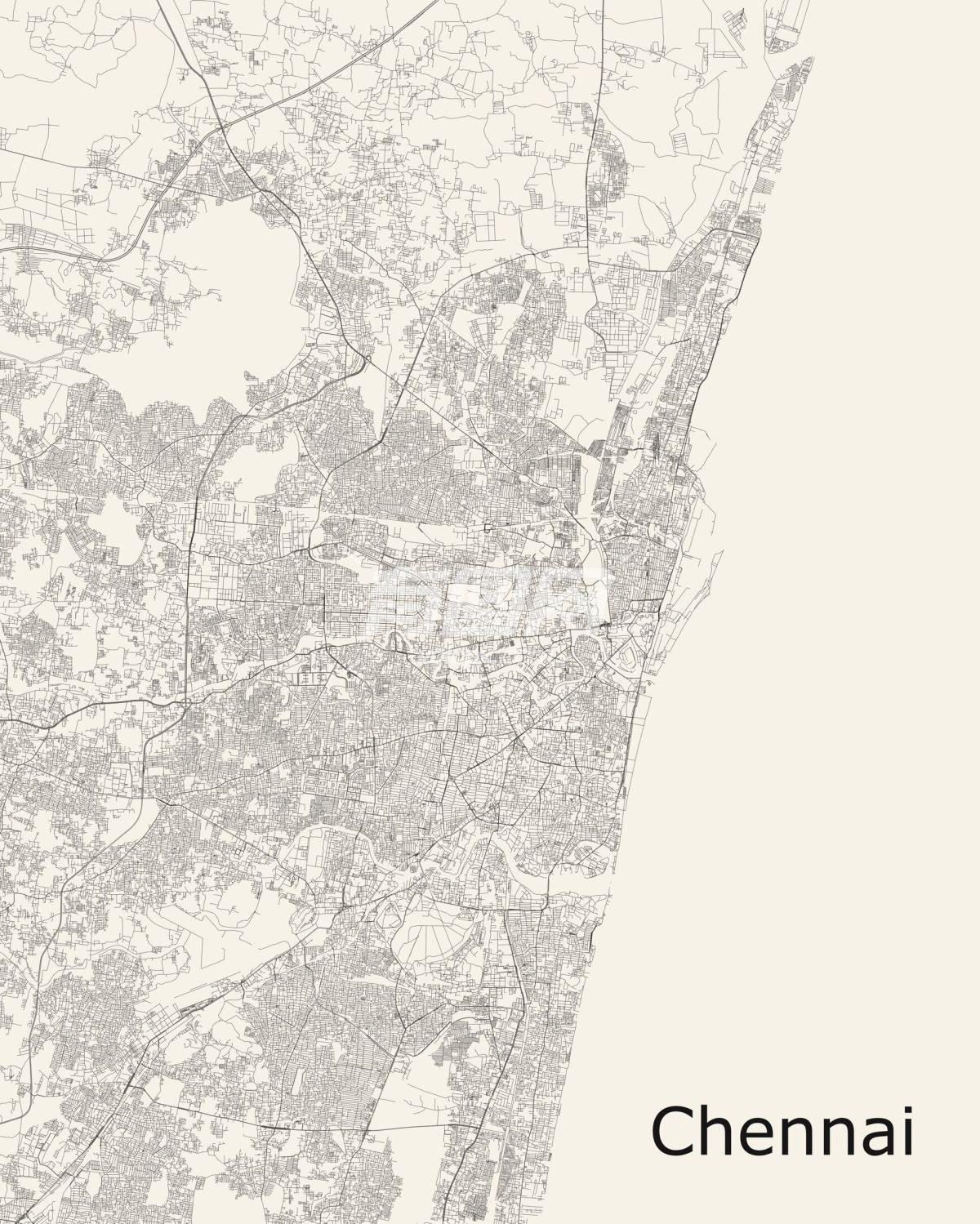 印度城市钦奈的地图