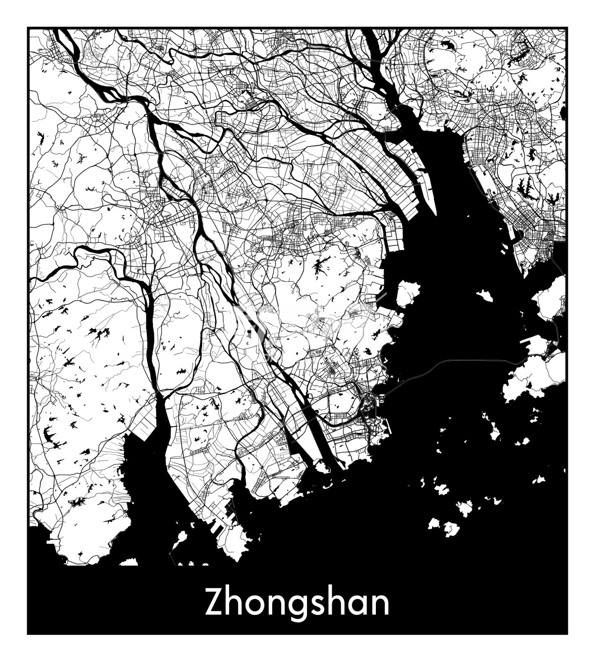 中国广东省中山市的地图