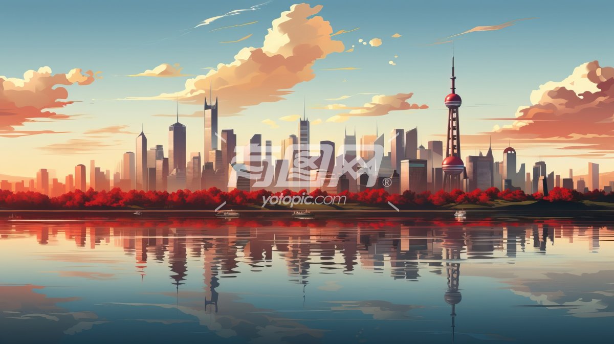 上海城市风光的插画