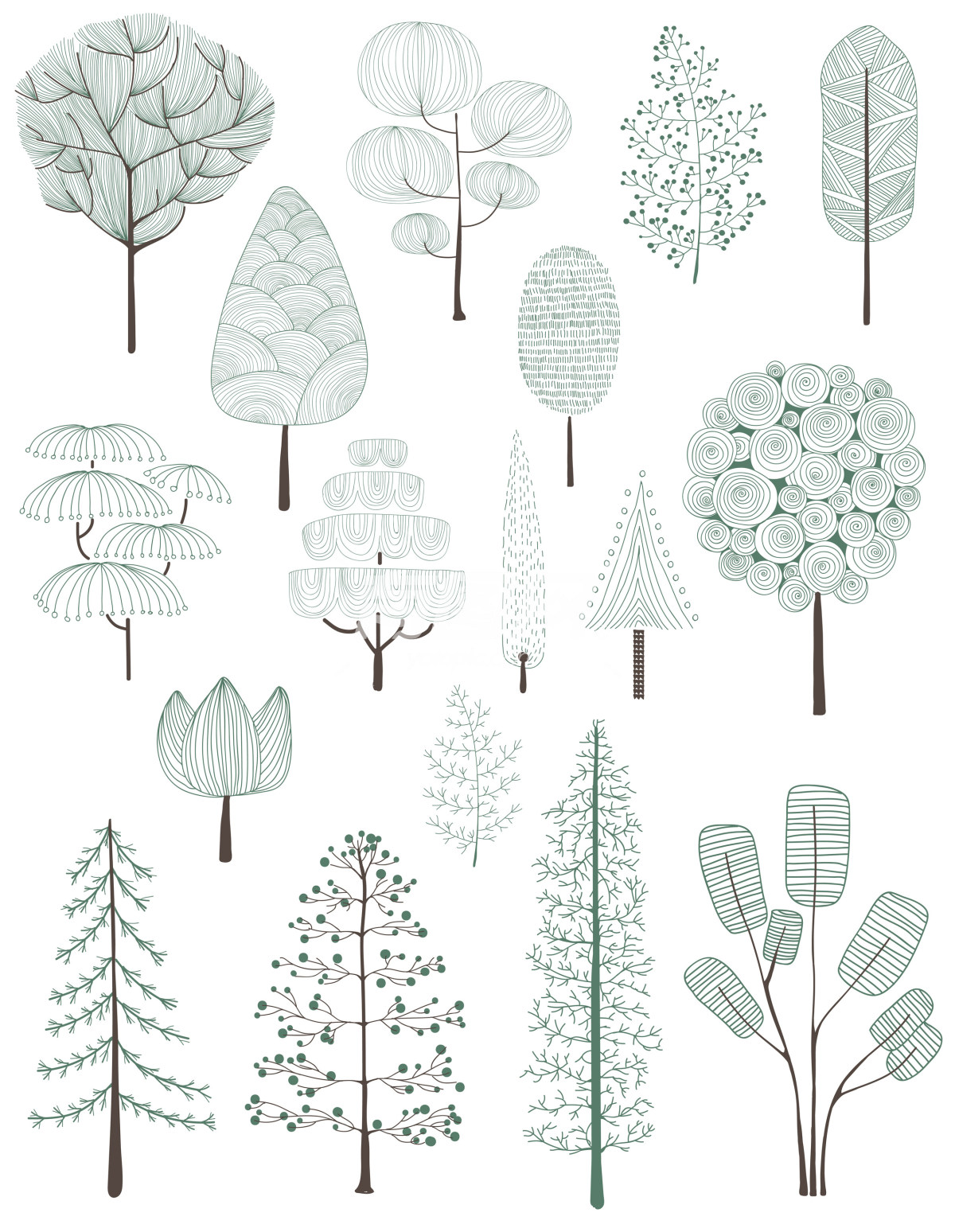 风格化的树木插图