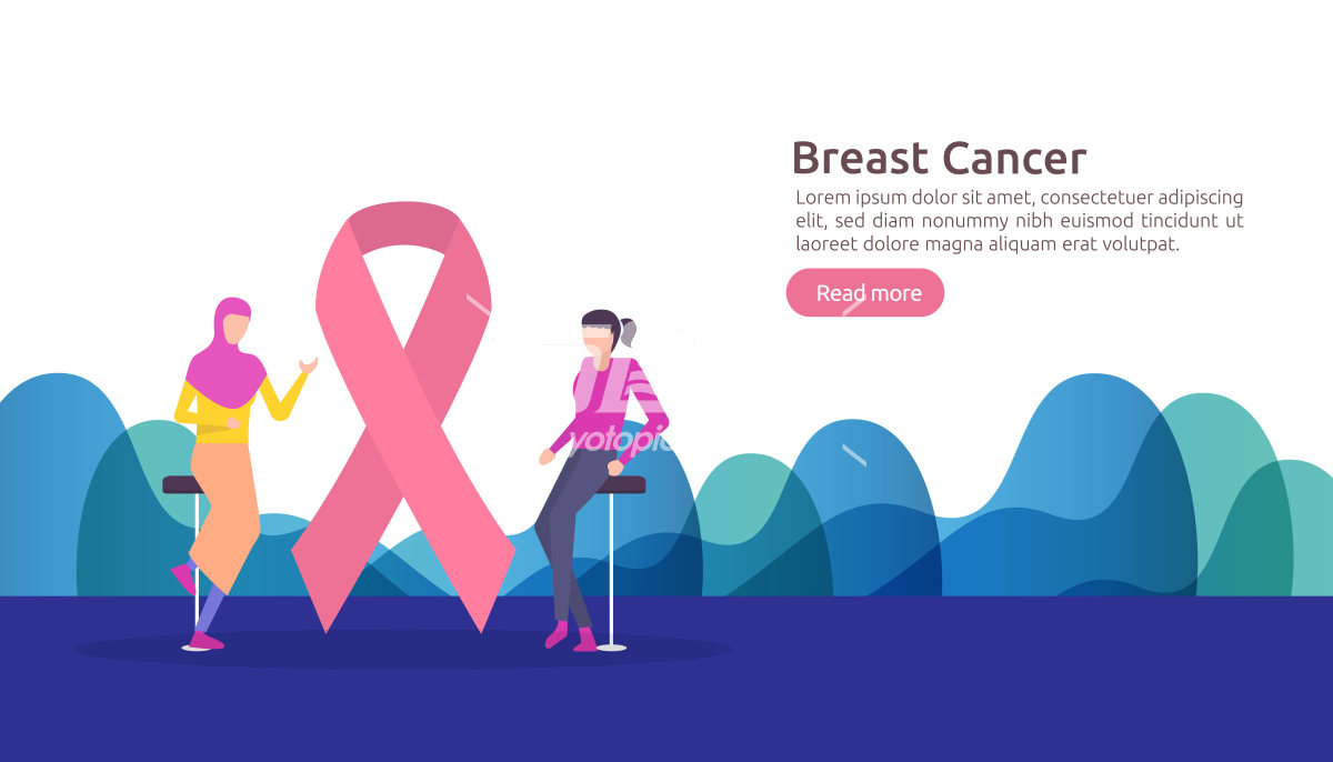 乳腺癌宣传的插画