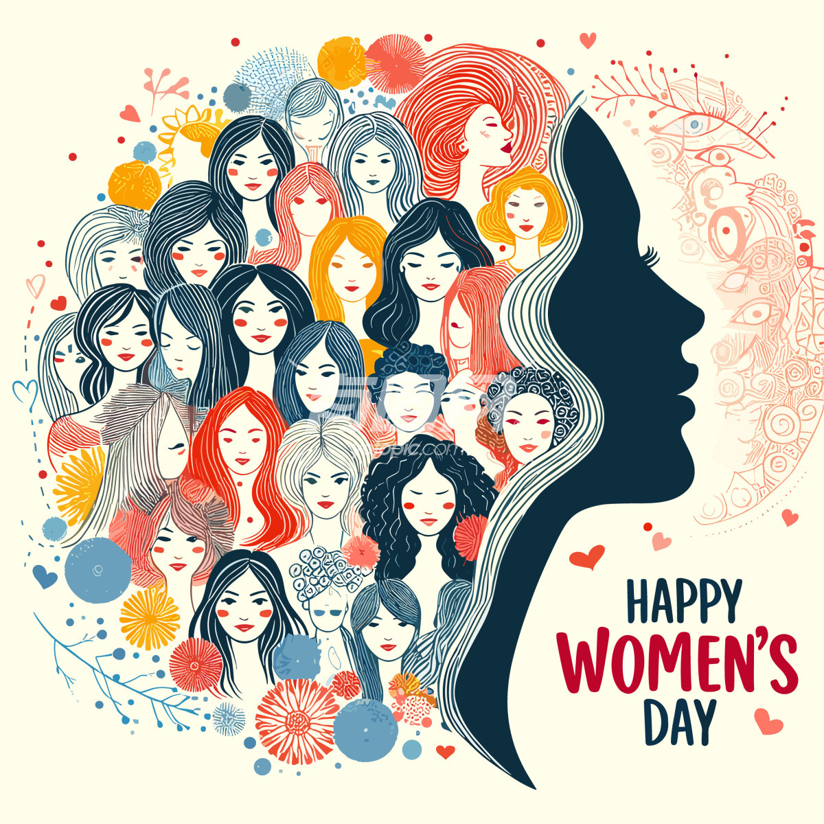 庆祝国际妇女节的插画