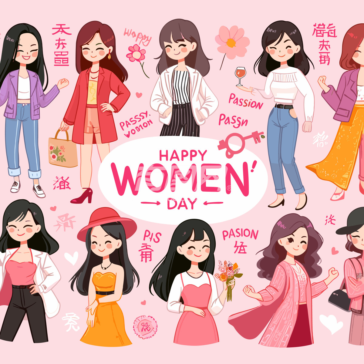 庆祝妇女节的插画