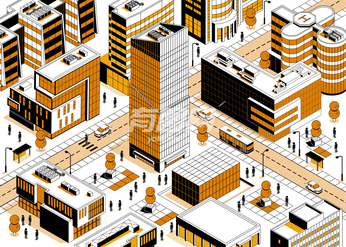 城市建筑的插画