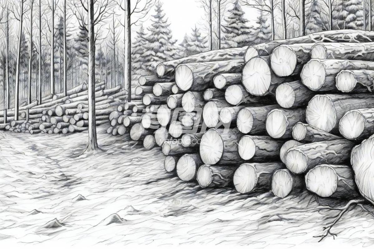 冬季森林手绘插画