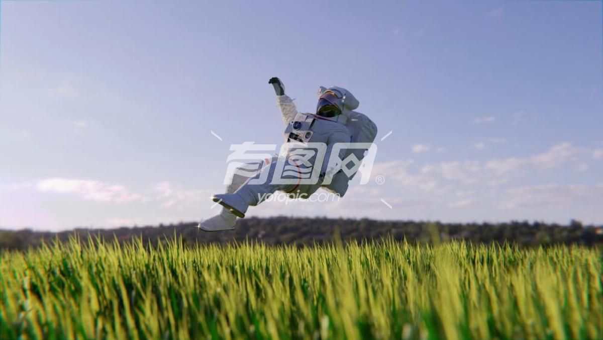 宇航员在草地上