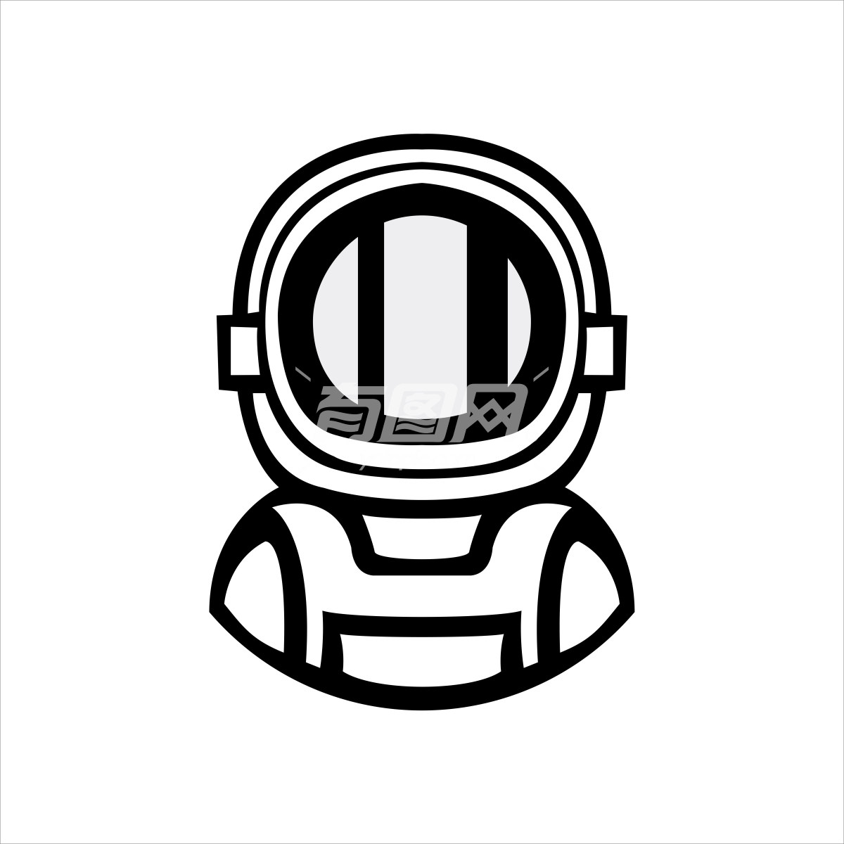 宇航员的黑白插画