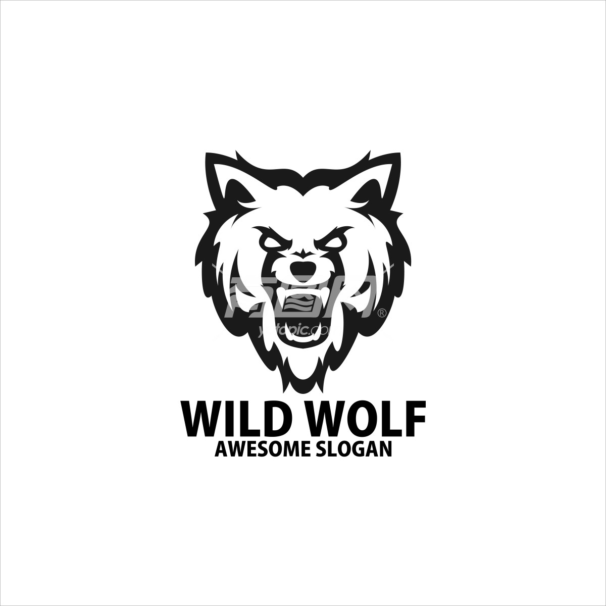 黑白狼头logo标志