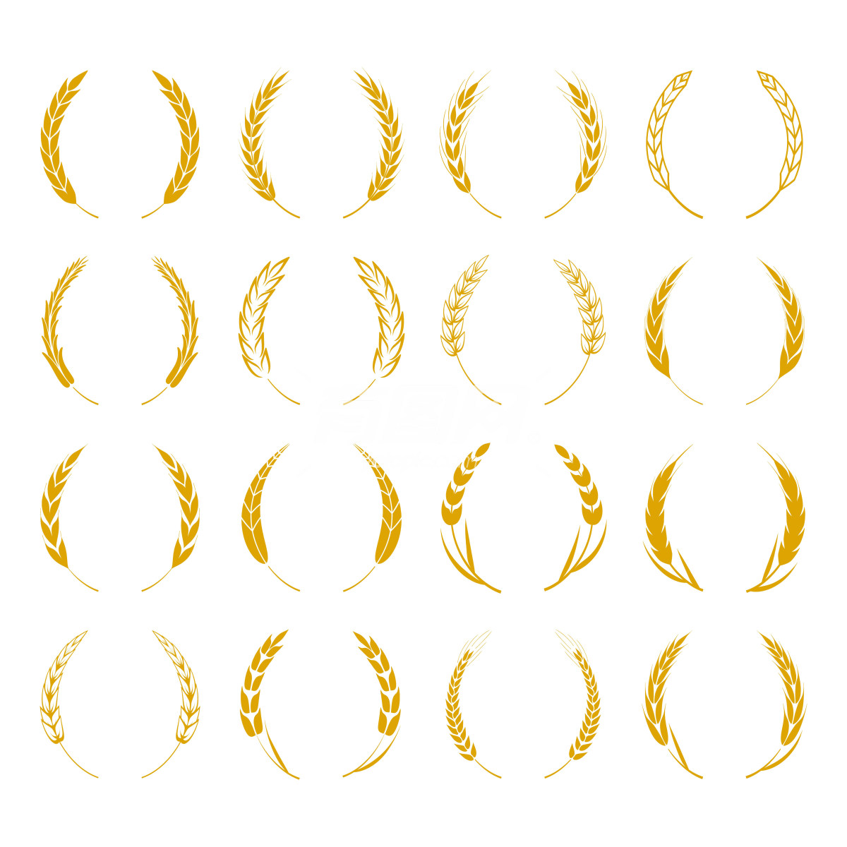 金色麦穗花环logo设计