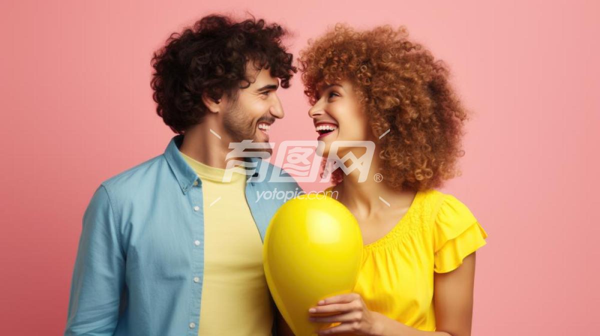 情侣手握气球