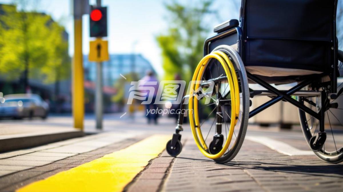 城市街道上的轮椅