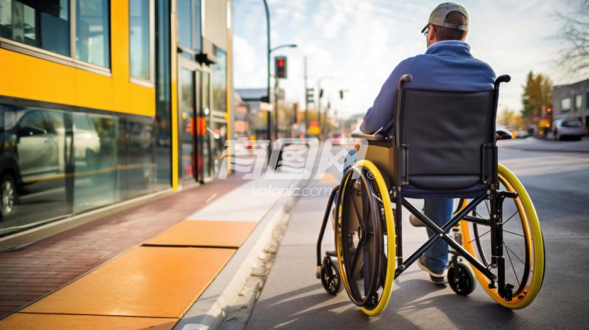 城市街道上的轮椅