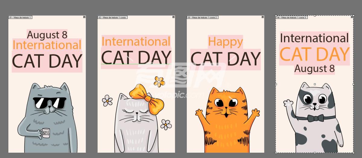 手绘国际猫日