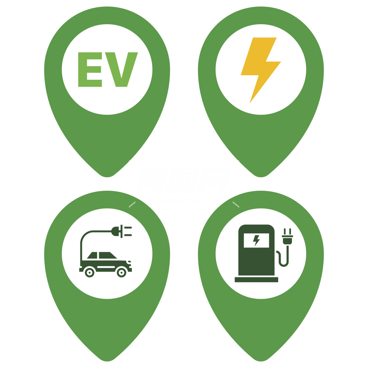 绿色电动汽车充电图标