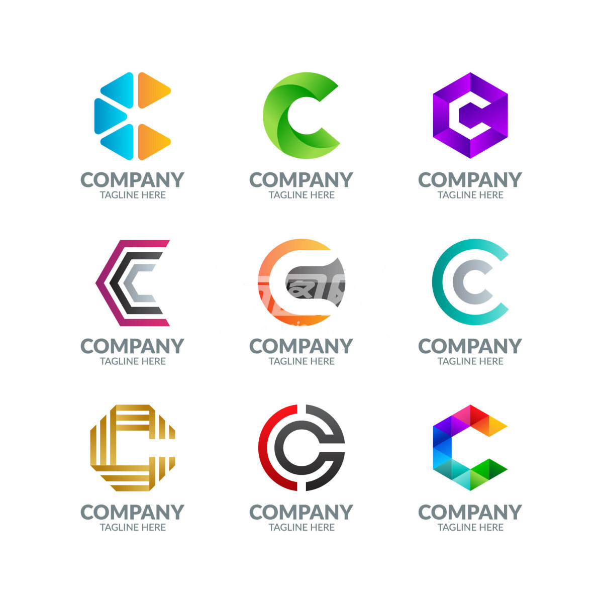 彩色字母C公司标志设计