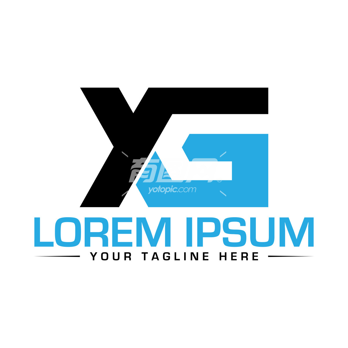 现代黑蓝字母YG标志设计