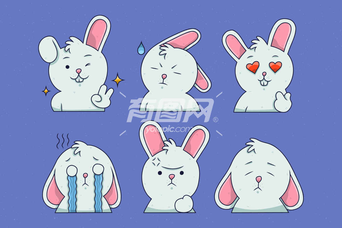 可爱的兔子卡通插画