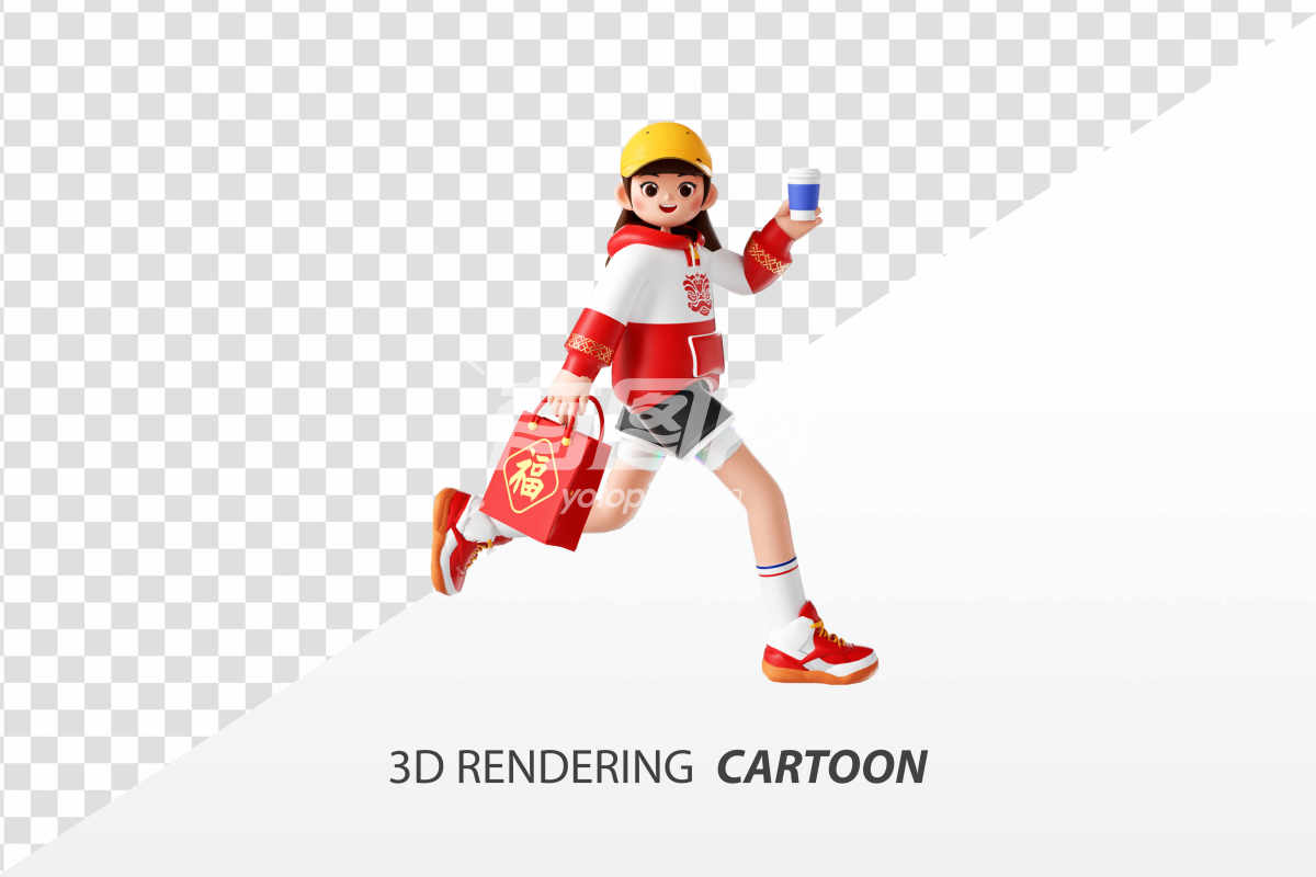 3D渲染的卡通人物插图