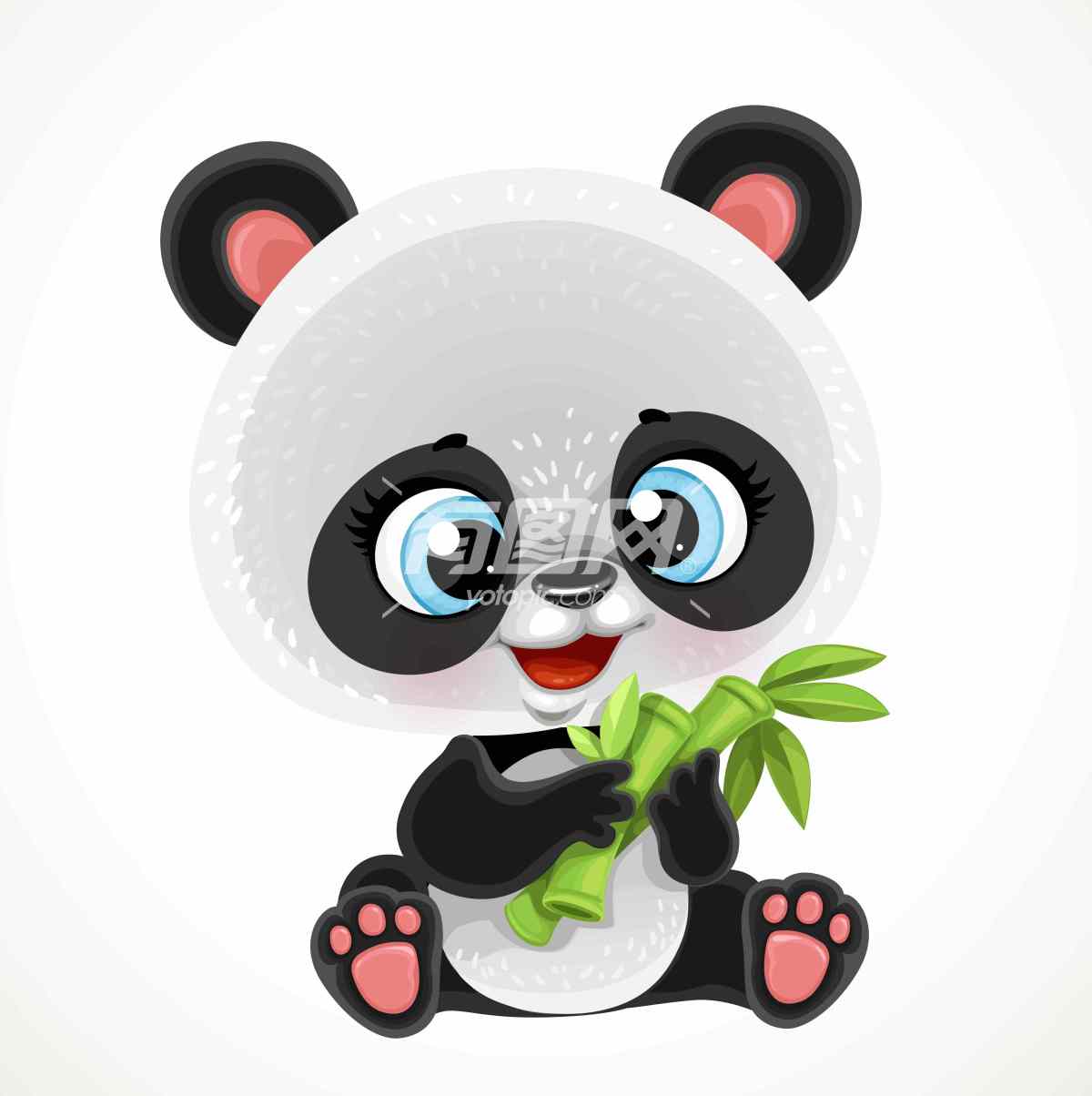 卡通小熊猫抱着竹子