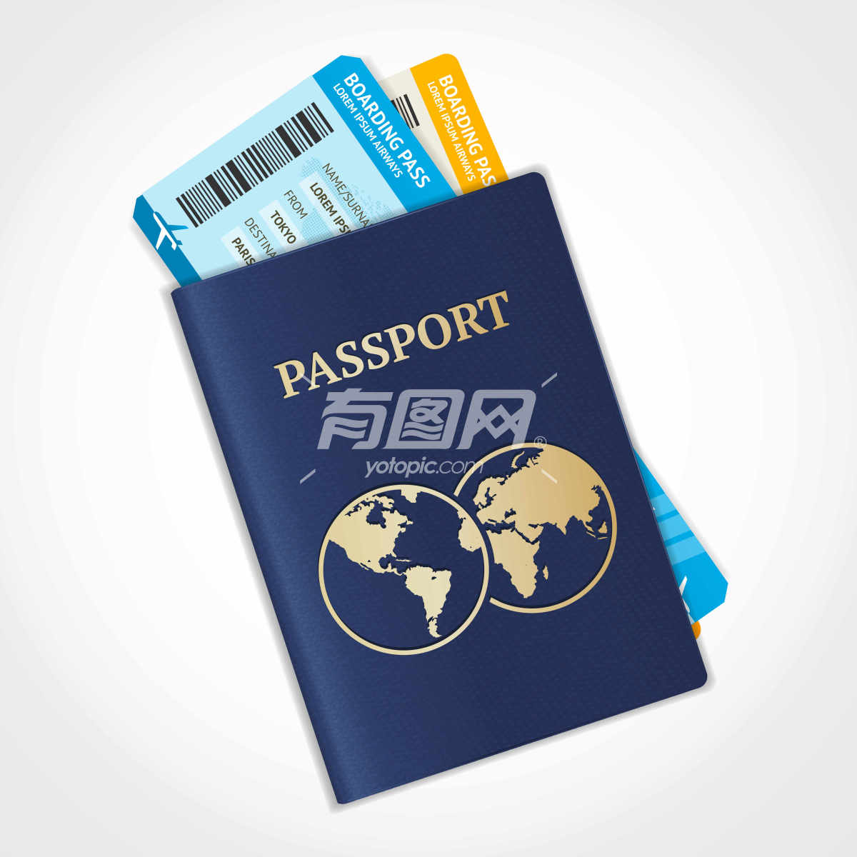护照和登机牌