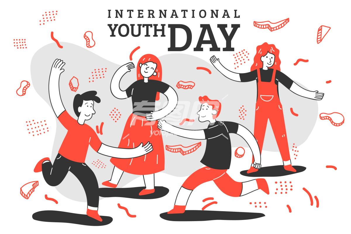 国际青年日插画