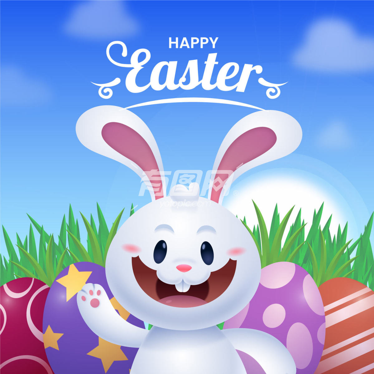 兔子复活节海报插画