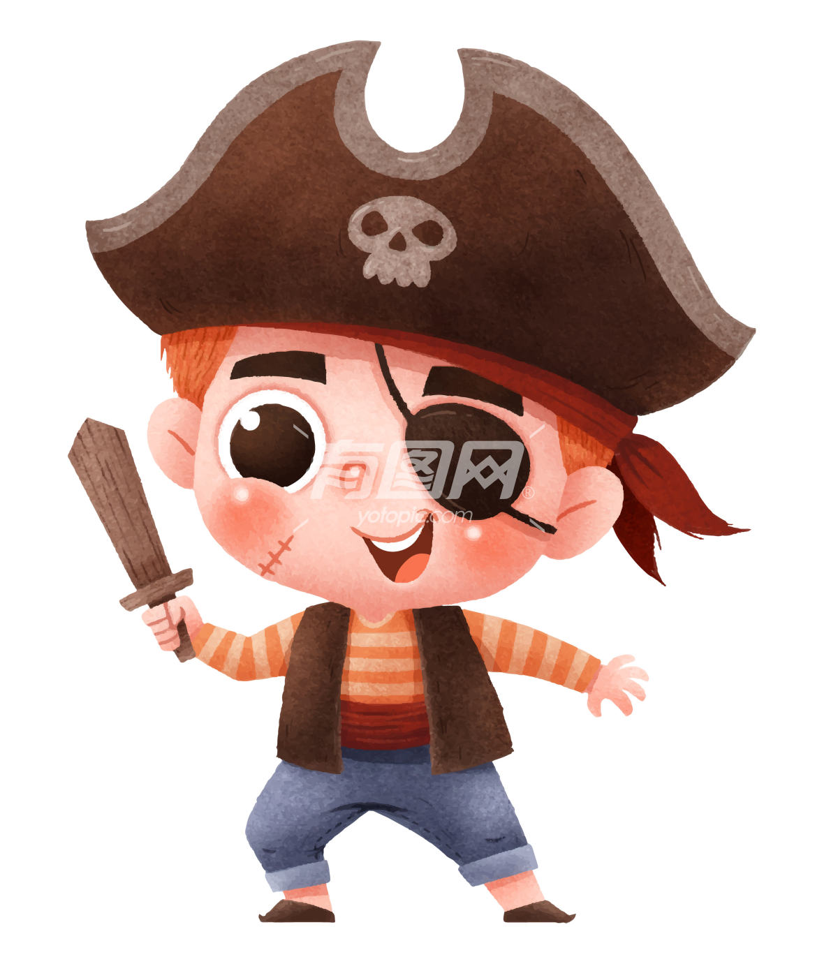卡通儿童扮演海盗人物