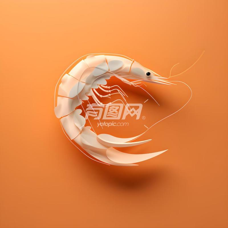 纸艺虾的3D渲染图
