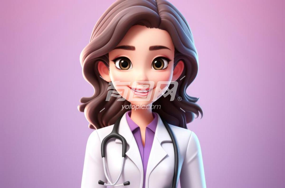 微笑的女医生卡通形象设计