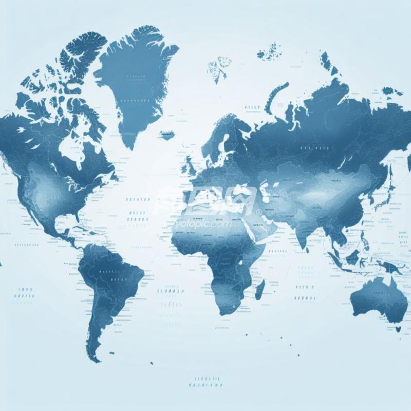 蓝色调世界地图
