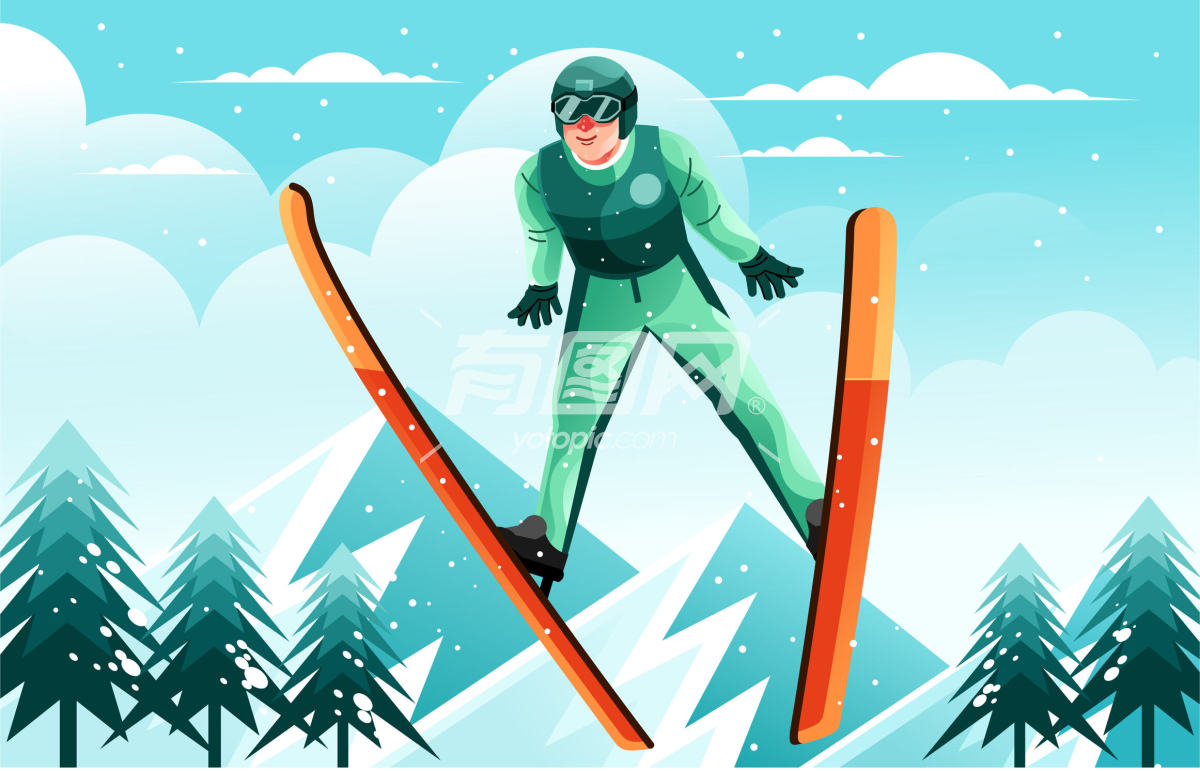 滑雪插画