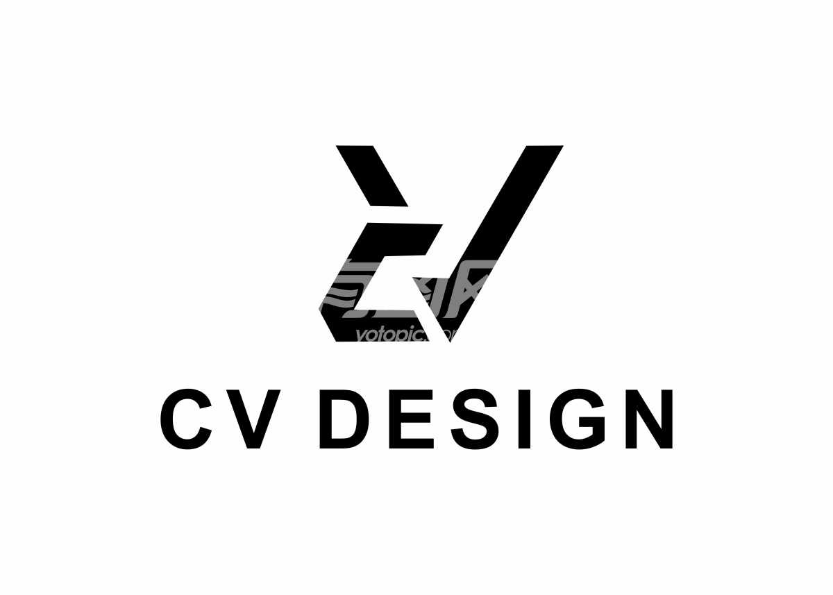 双V交织的“CV DESIGN”标志