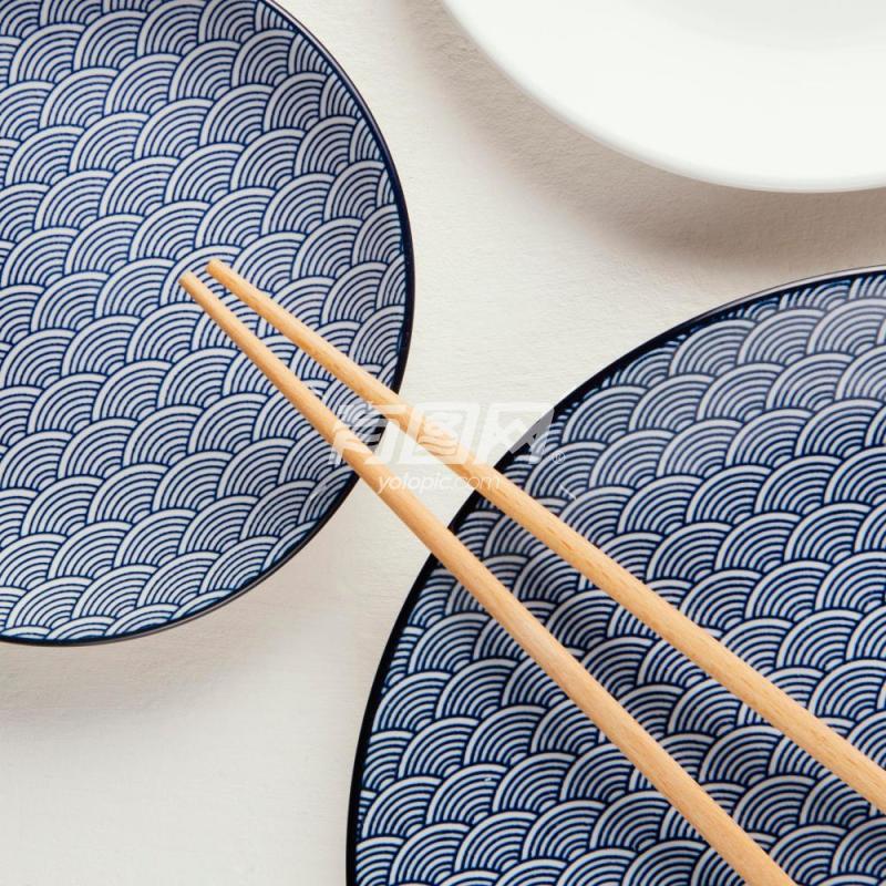 日式蓝白波纹餐具