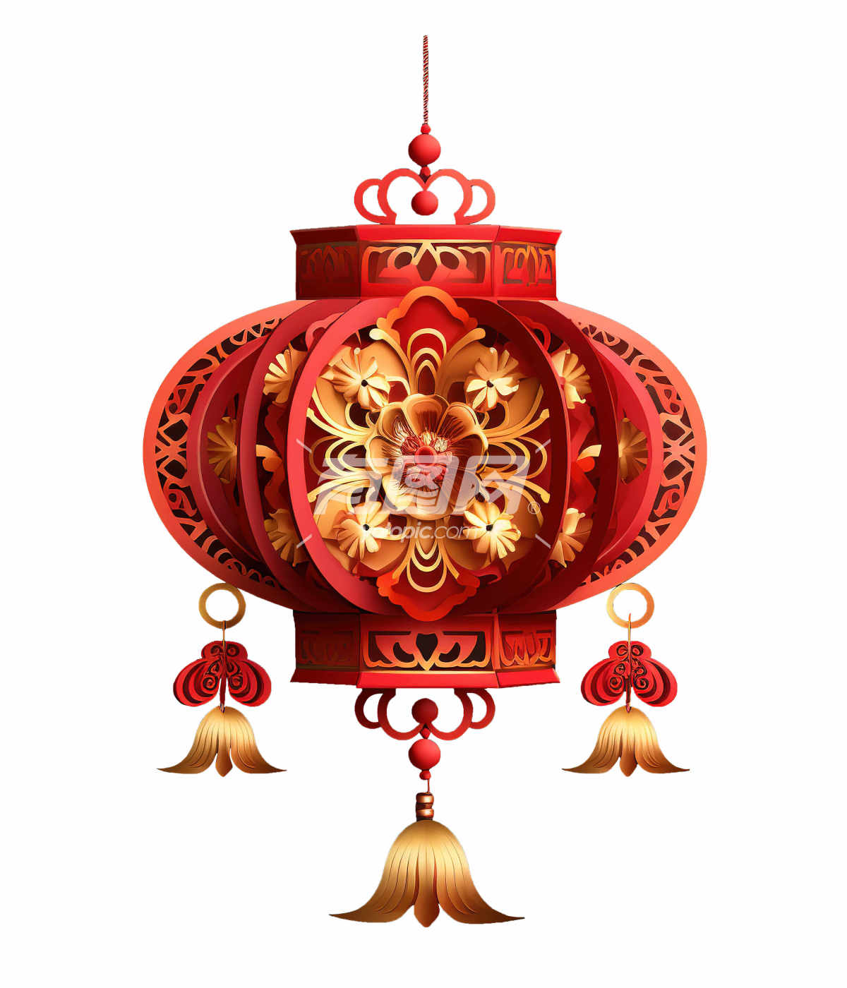传统中国红金灯笼