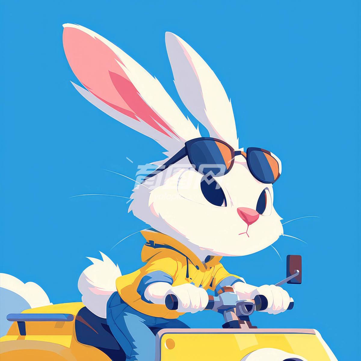 可爱兔子骑电动车