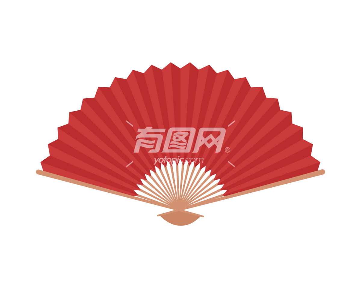 亚洲文化红扇装饰图