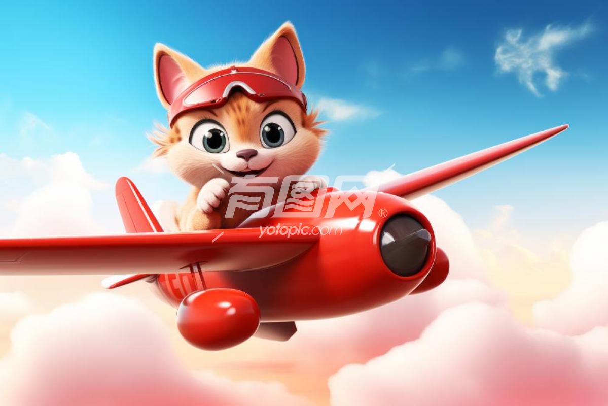 可爱的猫与飞机