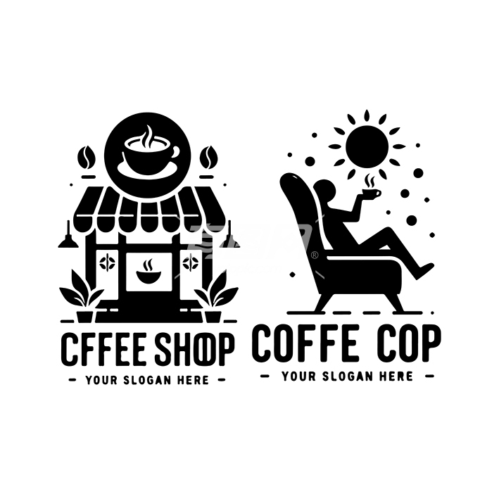 咖啡店标志设计矢量