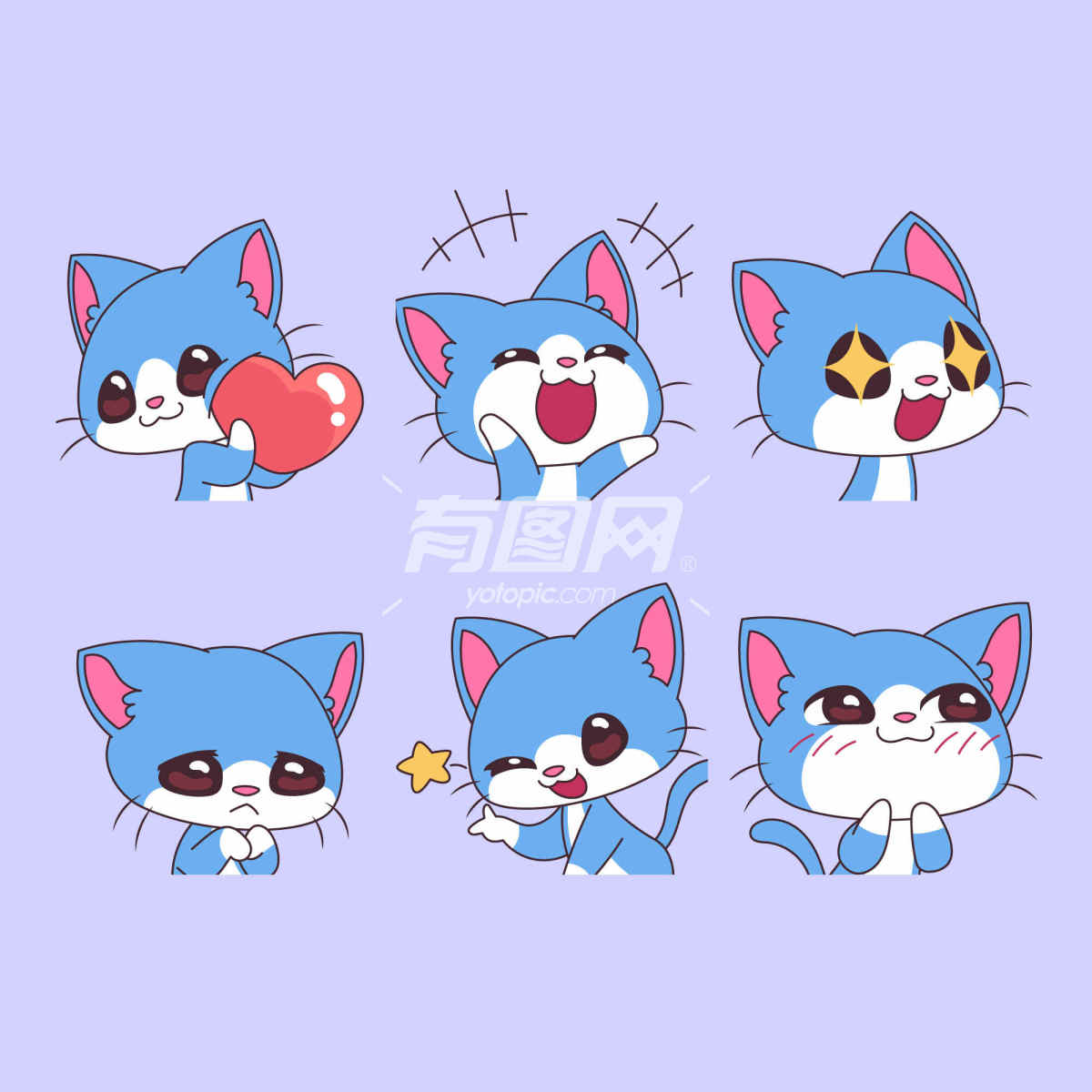 蓝色的小猫表情包