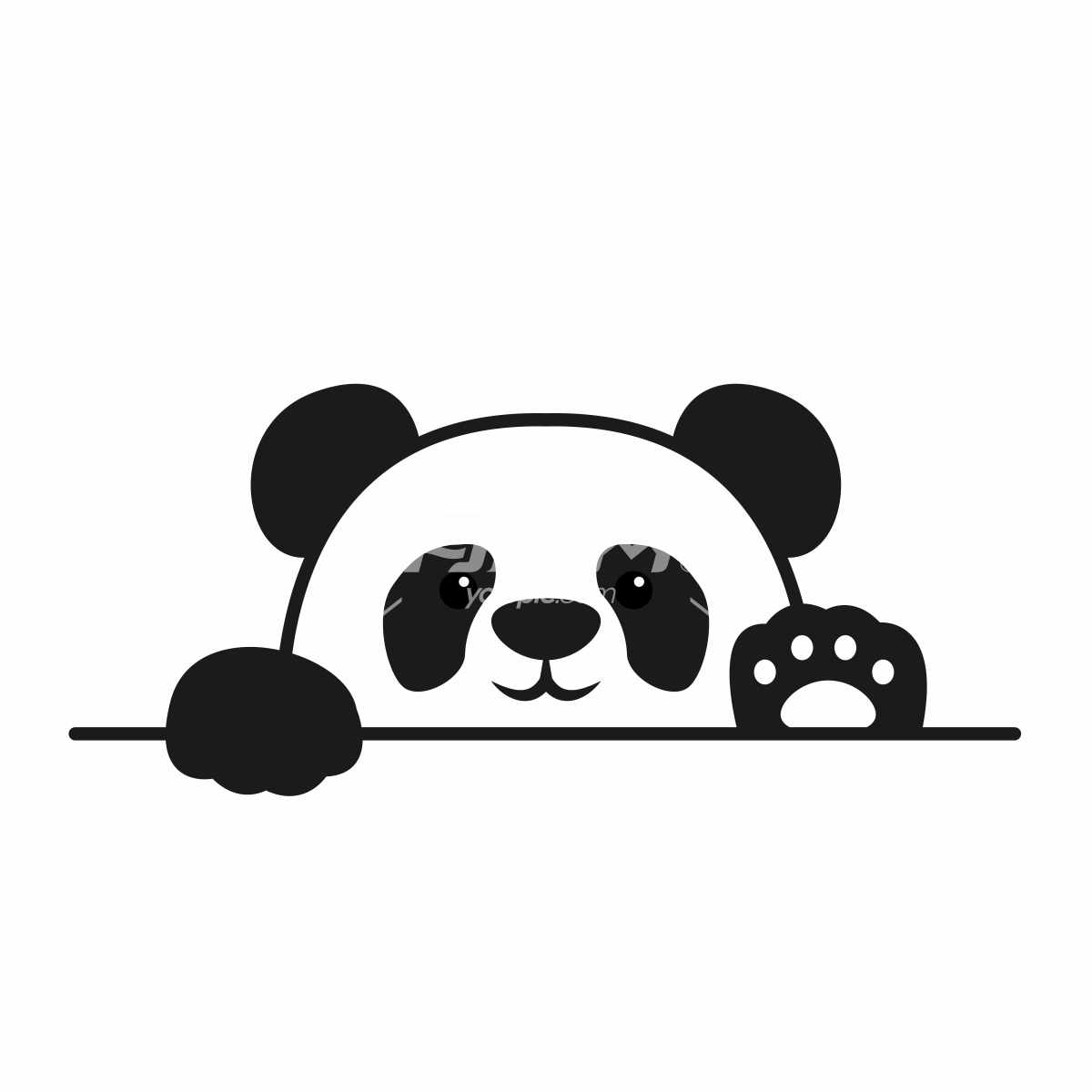 黑白熊猫插画