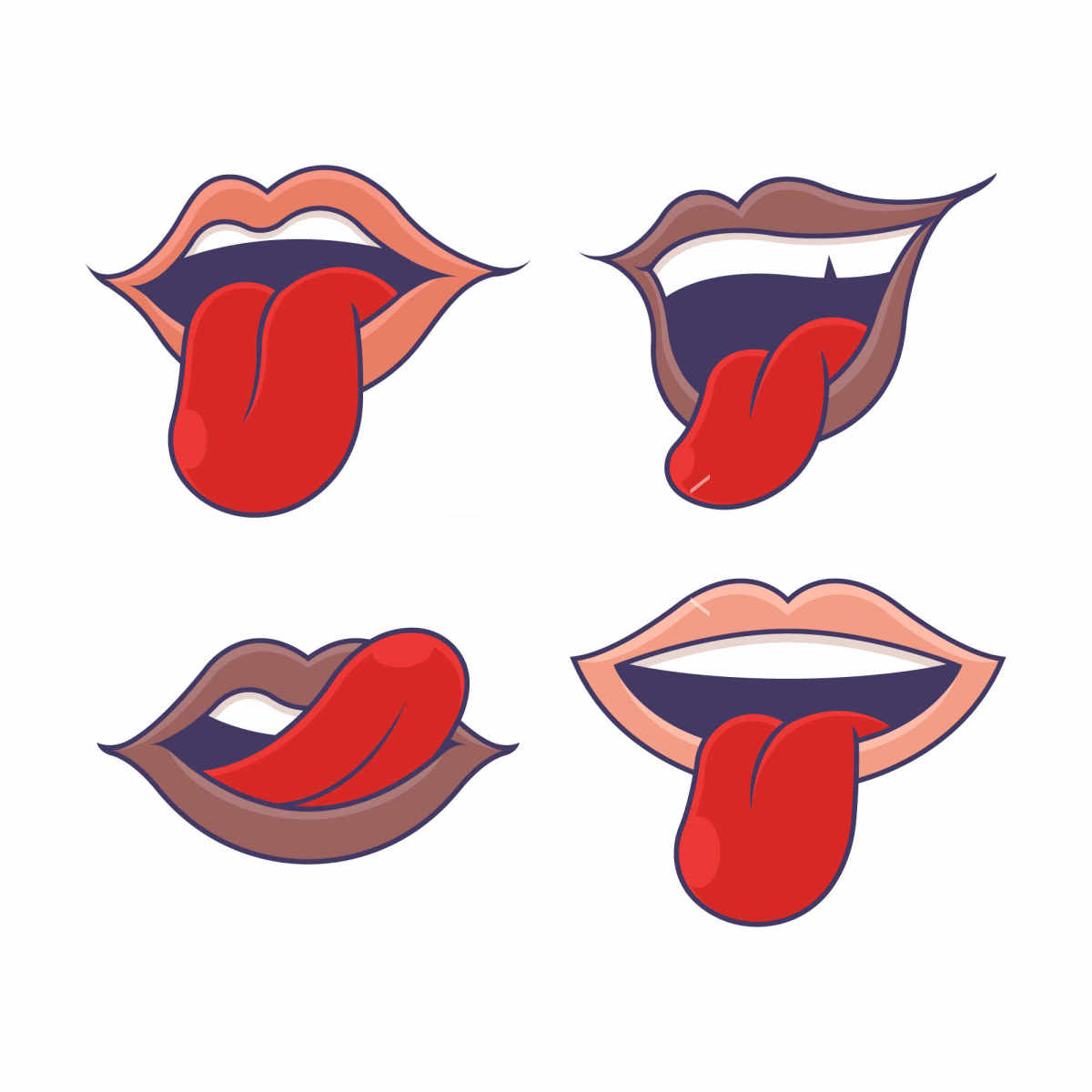 嘴巴与舌头的表情包插画