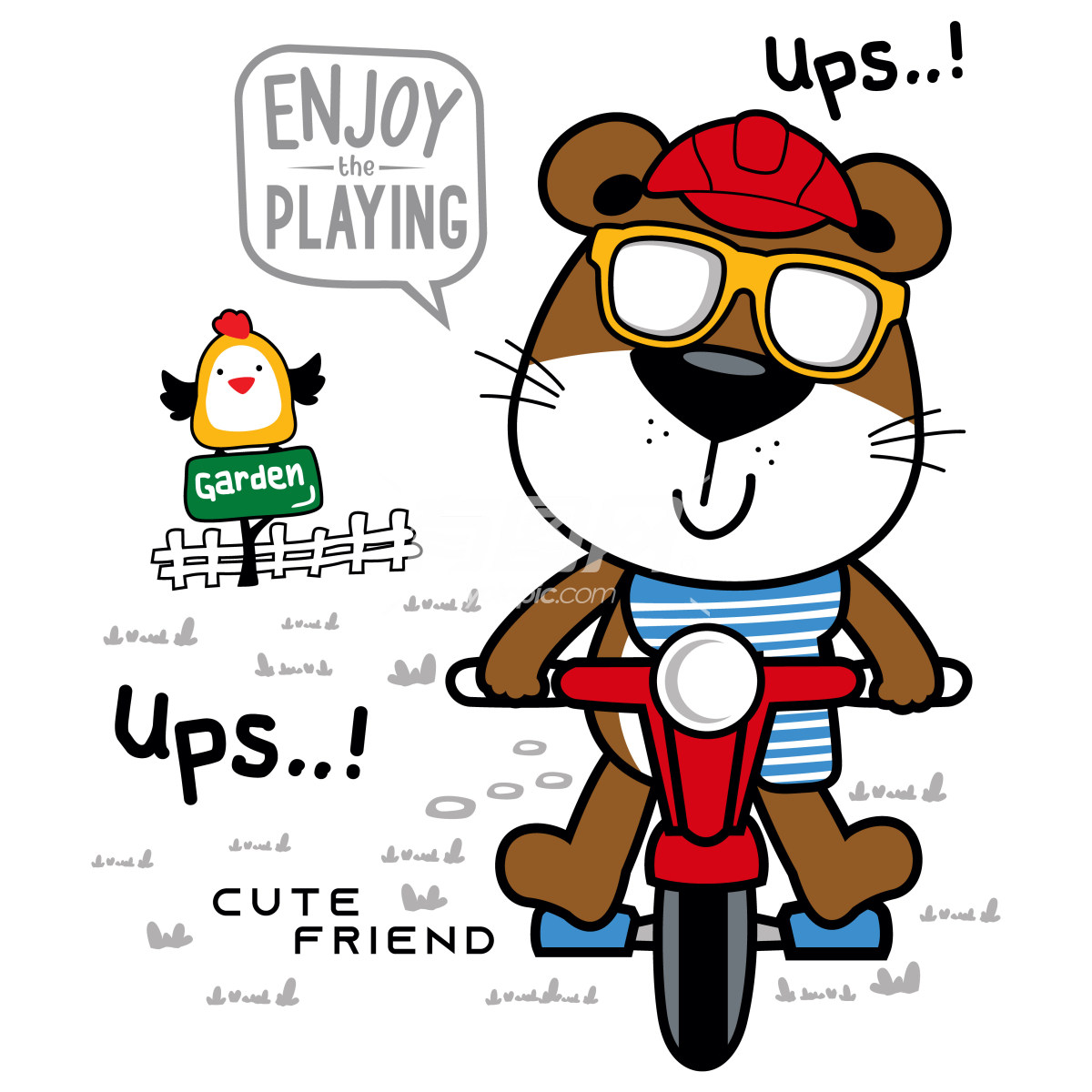 小熊骑着摩托车