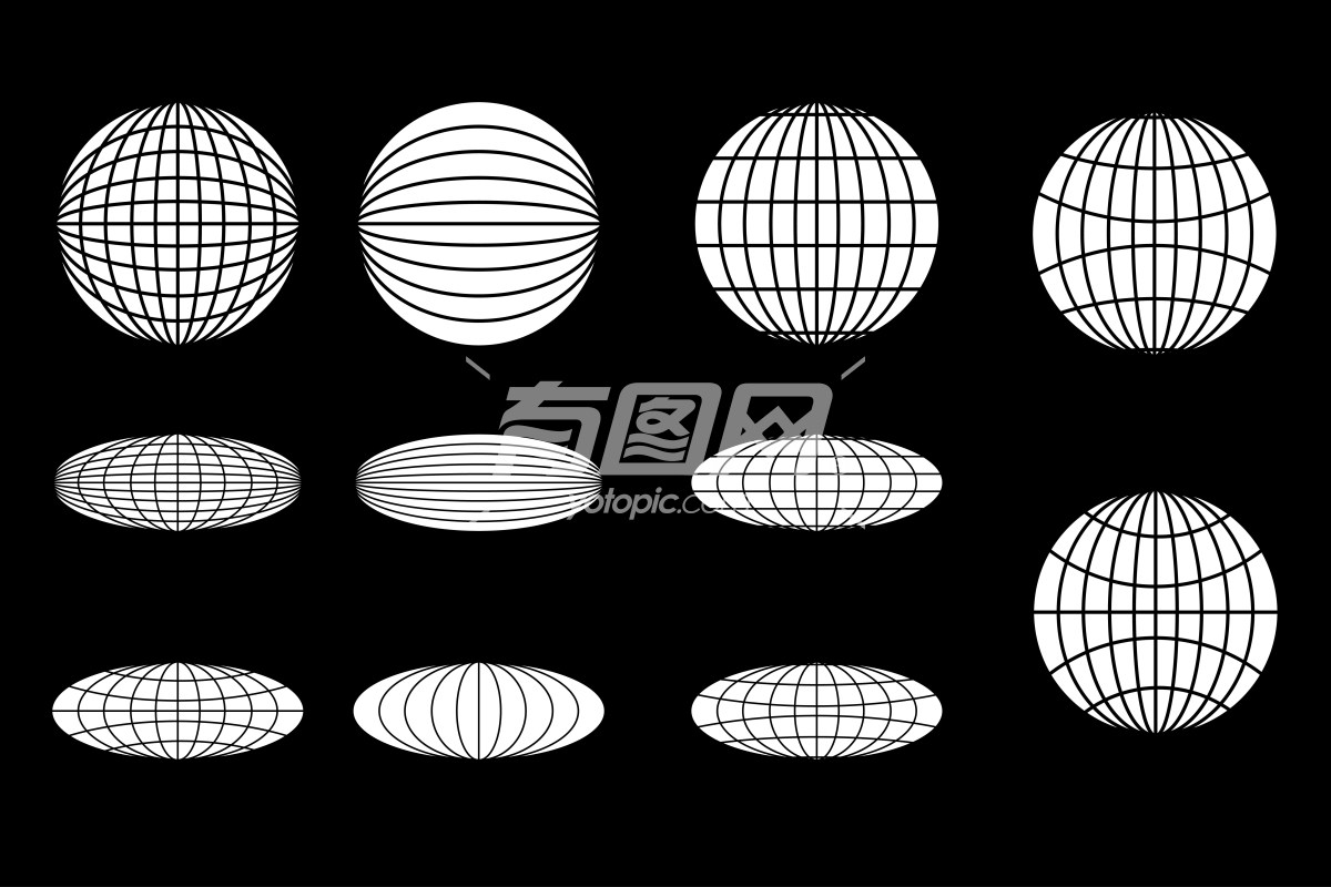 黑白几何球体图案