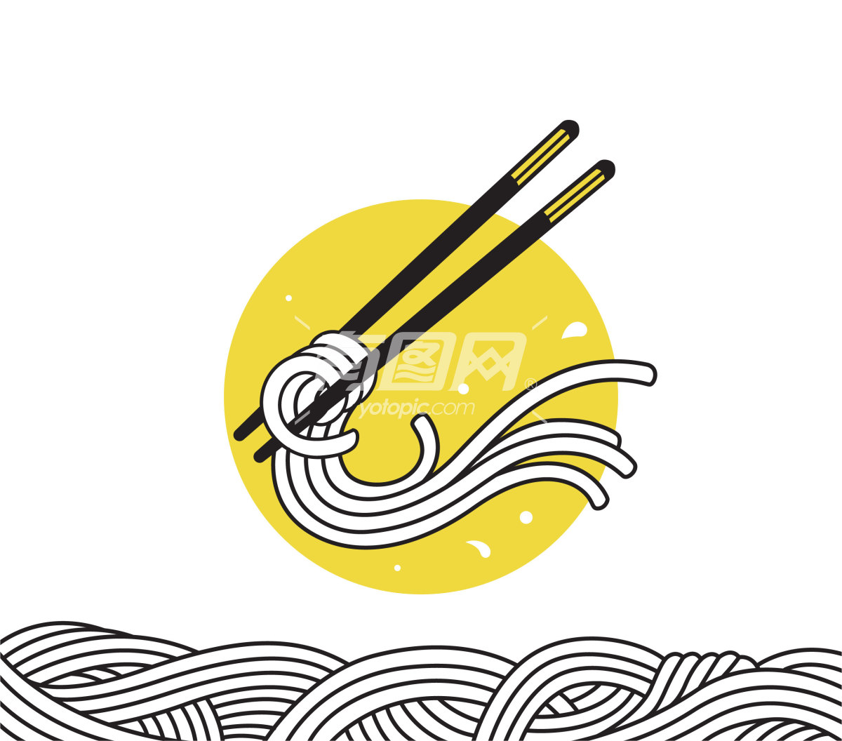 筷子与面条的创意插画