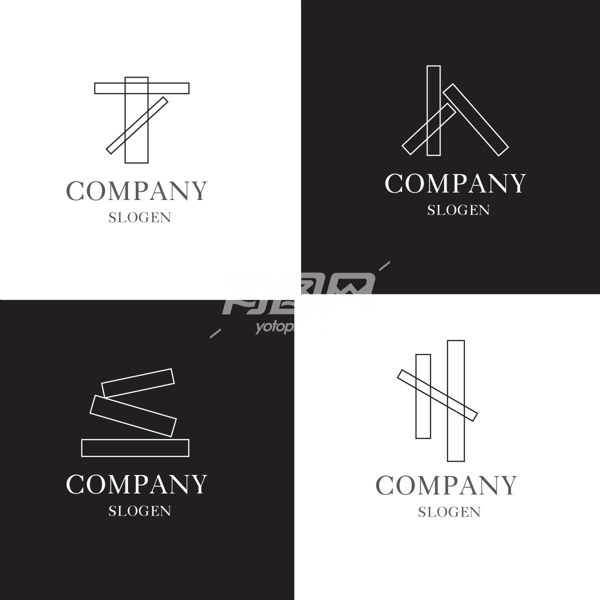 黑白极简几何风logo设计