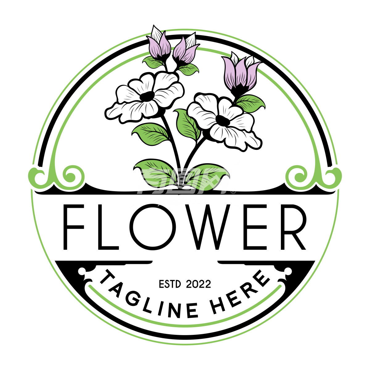 复古花卉logo设计