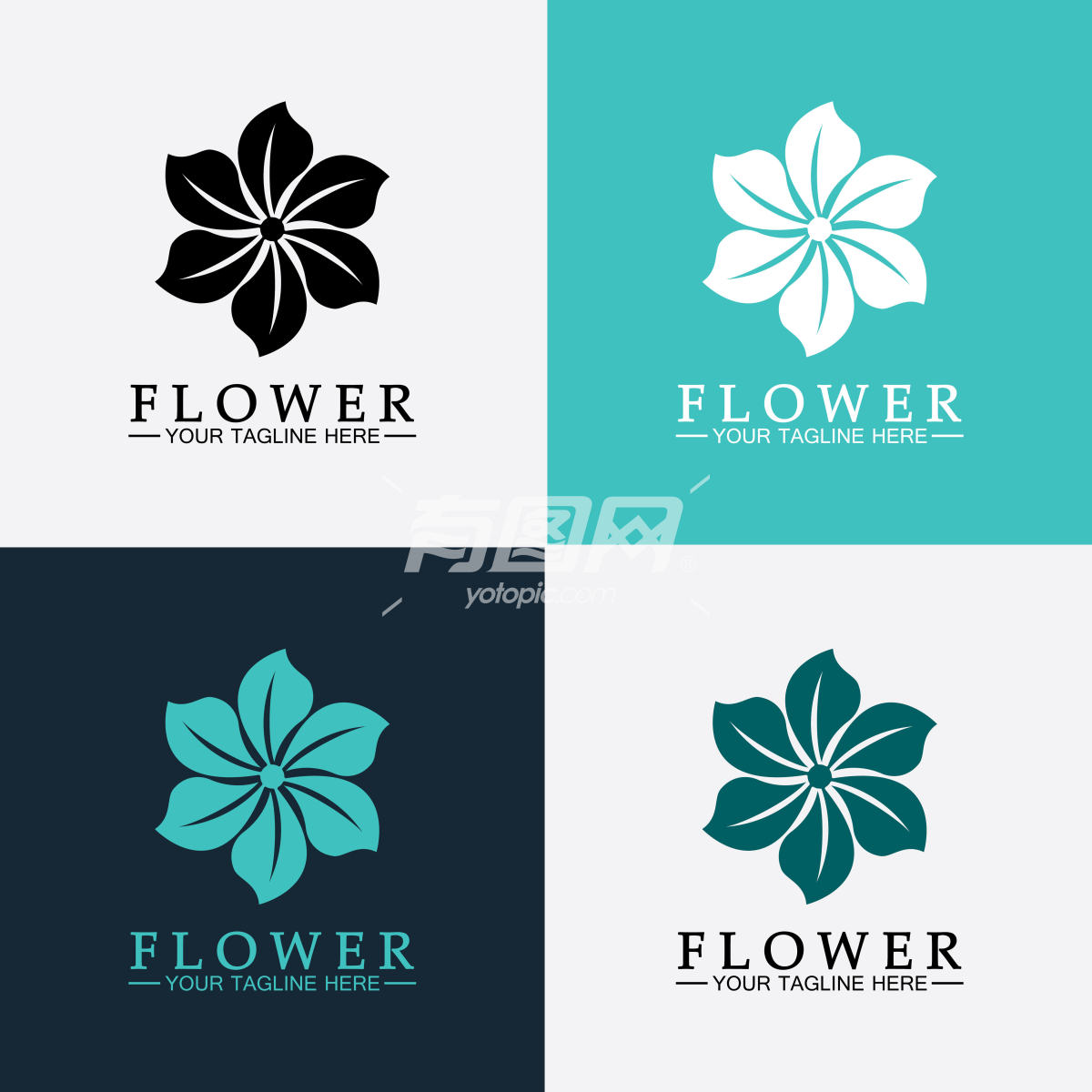 简约花卉标志设计