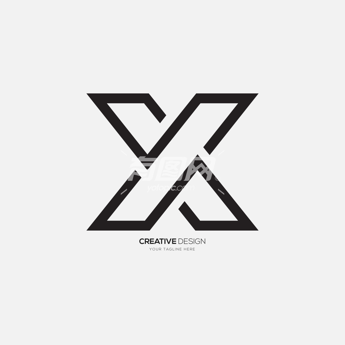 简洁的“X”字母标志设计