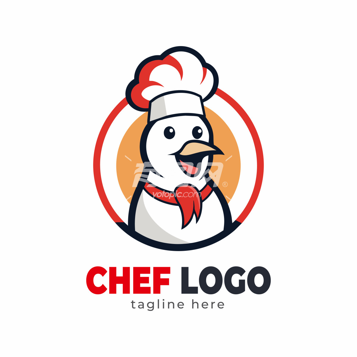 创意鸡头厨师logo设计
